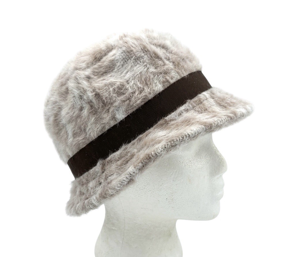 Womens Vintage 70s 80s Beige White Faux Fur Hat Retro Indie Boho Medium