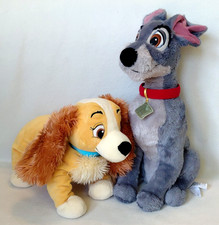 Disney Store Genuine Authentic Lady and the Tramp 12" Lady  16" Tramp plush set