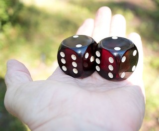 Vintage Pair of Large Catalin Bakelite Dice Deep Cherry or Ruby Red Color