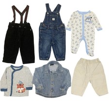 Baby Boy Clothing Lot 6-9M 6 Pc Denim Overalls Corduroy Suspenders Jean Shacket