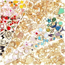 200Pcs Assorted Color Charms for Jewelry Making, Wholesale Mixed Bulk Metal Earr