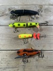 Vintage Musky Pike Topwater Fishing Lure Lot of 4 Creeper Surface Baits Wood — photo 2