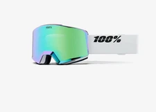 100% NORG HiPER Premium Protective Goggles White/Green - Mirror Green Lens