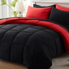 Anluoer King Size Comforter Set 7 Pieces, Reversible Bed in a Bag King Size,L