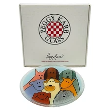Peggy Karr Dogs Art Dish Glass Fused Plate 8” NEW IN BOX