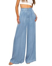 Women Wide Leg Pants High Waisted Jeans Palazzo Lightweight Summer Beach Flowy