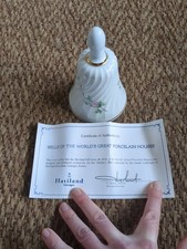 Exquisite Haviland Limoges France Porcelain Bell Pink Flowers Green Leaves