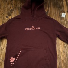 Look alike  Pink Palm Puff   Hoodie Burgundy Sweatshirt XS Floral Seahorse READ