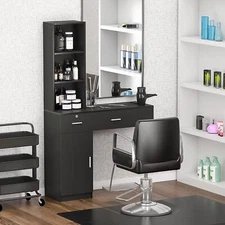 Barber Station, Wall Mount Salon Station for Hair Stylist Salon Spa Cabinets