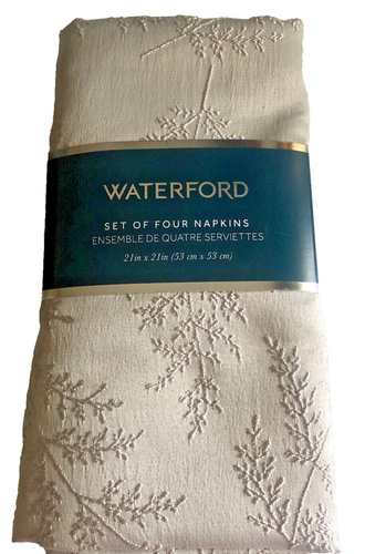 Waterford Gray Tossed Leaf Pumice Stone Napkins Holiday Set of 4 Christmas 21x21