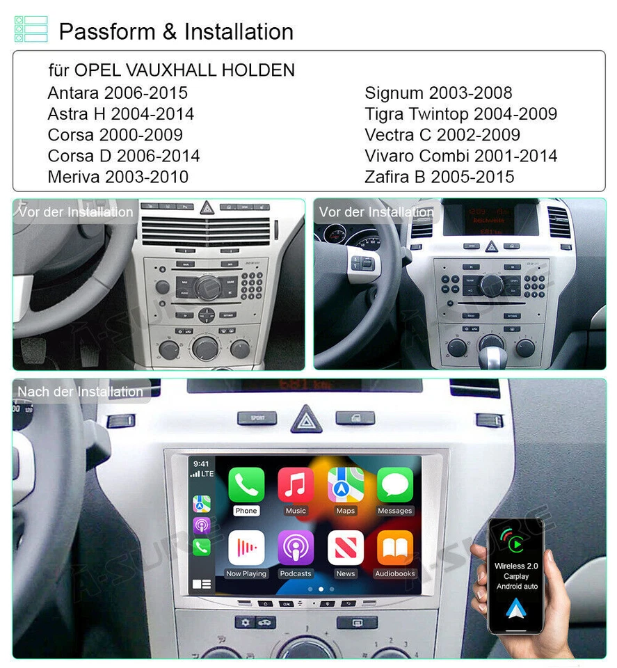 DAB Android 14 Für Opel Corsa D Zafira B Astra Autoradio Apple Carplay GPS 2+64G - Bild 3 von 4