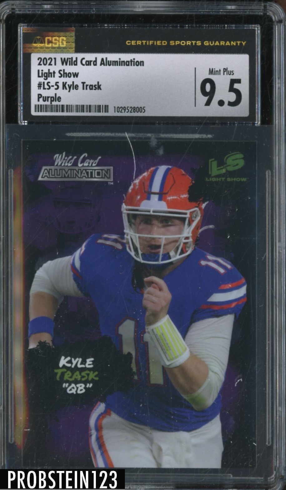 Kyle Trask Wild Card Alumination Light Show #LS5 Holo-Lux Green