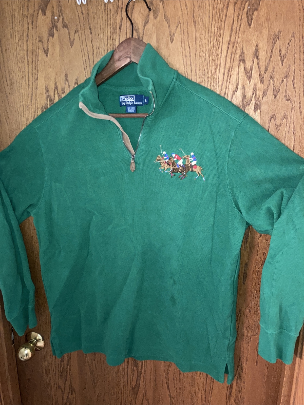 Polo by Ralph Lauren Blu Navy Rosso Verde Grande Colore Pony 1 4 Felpa Uomo L