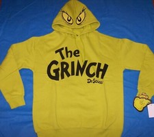Size M Juniors Dr. Seuss The Grinch Eyes Graphic Hoodie