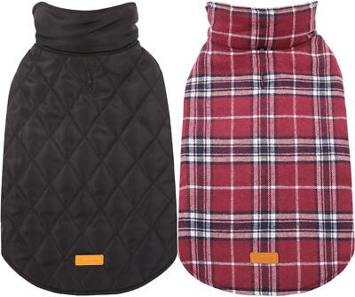 Kuoser Hundemantel Winter Karo Muster XS Fleece Rot