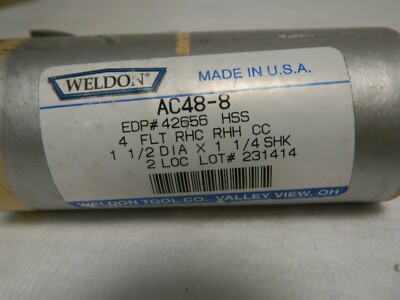 Weldon End Mill AC48-8 HSS 4F RH CC 1-1/2'' x 1-1/4'' x 2'' x 4-1/2'' 42656
