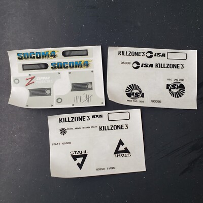 PlayStation 3 PS3 Zipper Socom 4 Killzone 3 Move Sharp Gun Sticker Sheets Decals