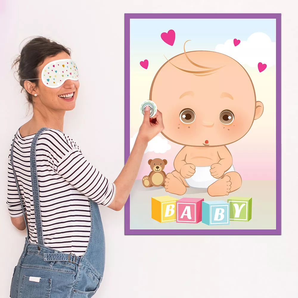 Pin the Dummy on the Baby Game • Baby Shower Party Games Boy Girl Unisex  PIN2