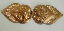 Vintage 1940s-50s 2-Piece GOLD TONE ROSES BUCKLE 4-1/2" Stamped Brass z2-y