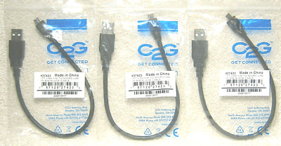 C2G 1FT USB 2.0 A TO MICRO-USB B CABLE - USB CABLE - PHONE CHARGING CABLE QTY 3 