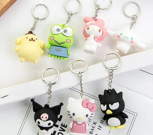 PaPiJoJo Cute Keychain Kawaii Anime Keychain, Hello Kitty, My  Melody,Kuromi,Keroppi, Badtz-Maru, Cinnamoroll, Pompompurin