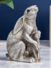 Silver Hares Ornament Mum or Dad & Baby by Leonardo SLIGHT BOX DAMAGE SALE PRICE