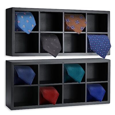Tie Organizer 2 Pack Bamboo Tie Rack 16 Compartments Drawer Storage Dividers Or 