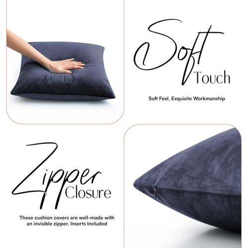 Crushed Velvet Cushion Covers OR Filled Cushions 18''x18'' Sofa Pillows Pack 1,2 - Picture 101 of 180