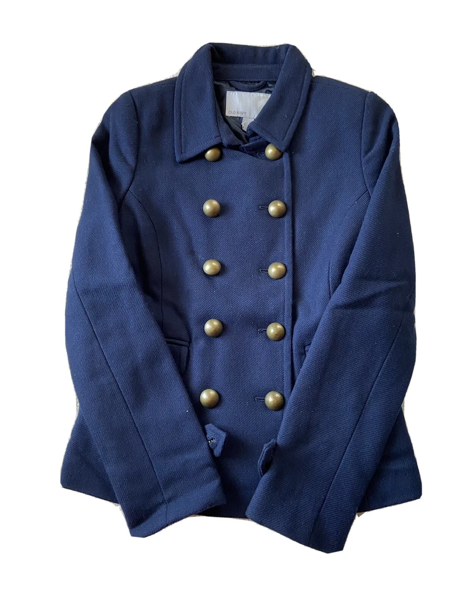 Brand New Old Navy Pea Coat Navy Colored With Bronze Buttons eBay