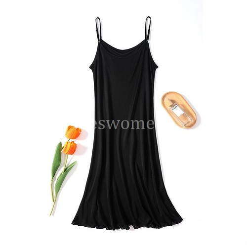 Lady Sleeveless Silk Cami Slips Lingerie Nightshirt Full Slip Dress Loungewear - Picture 13 of 17
