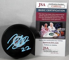 JORDAN HARRIS SIGNED COLUMBUS BLUE JACKETS PUCK NHL STAR AUTOGRAPHED +JSA COA