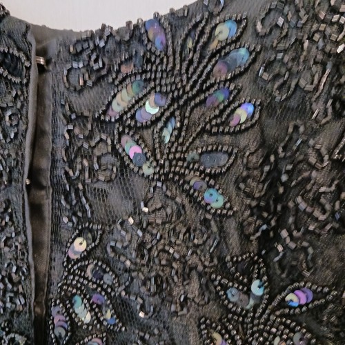 VINTAGE BLACK SIZE S SEQUINED AND BEADED JACKET - Picture 2 of 8
