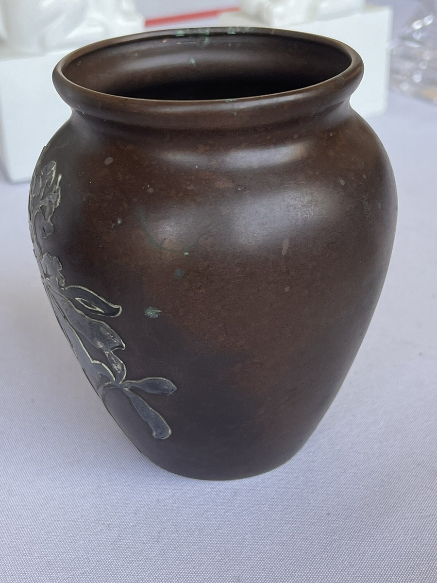 ＊handmade＊no.262 Heintz Sterling Silver On Bronze Vase Art Nouveau Metal