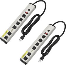 2pcs Heavy Duty Power Strip Surge Protector 20 Amp, High Amp Industrial 6FT