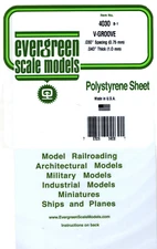 Evergreen 4030 Styrene V-Groove Siding Sheet .040 x 6 x 12" .030" Spacing
