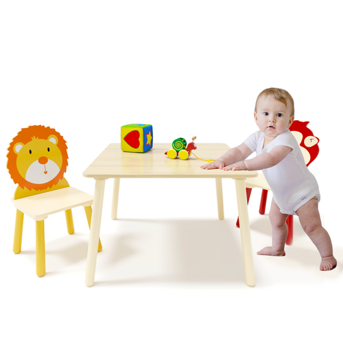 Kids Table and 2 Chairs Set, 3 Pieces Toddler Wooden Activity Play Table Set - 第 13/16 張圖片