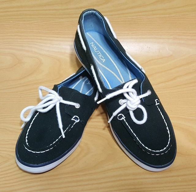 Nautica Blue Canvas Boat Shoes Women's Size 10 eBay