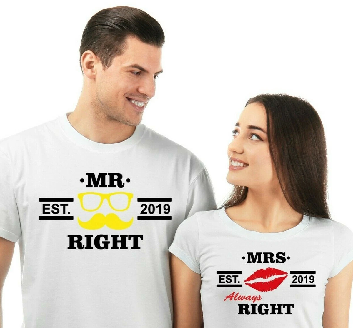 Mr Mrs Right Camisetas Parejas Camiseta Established Novios
