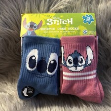 Disney Stitch Shortie Crew Socks Womens Shoe Size 4-10