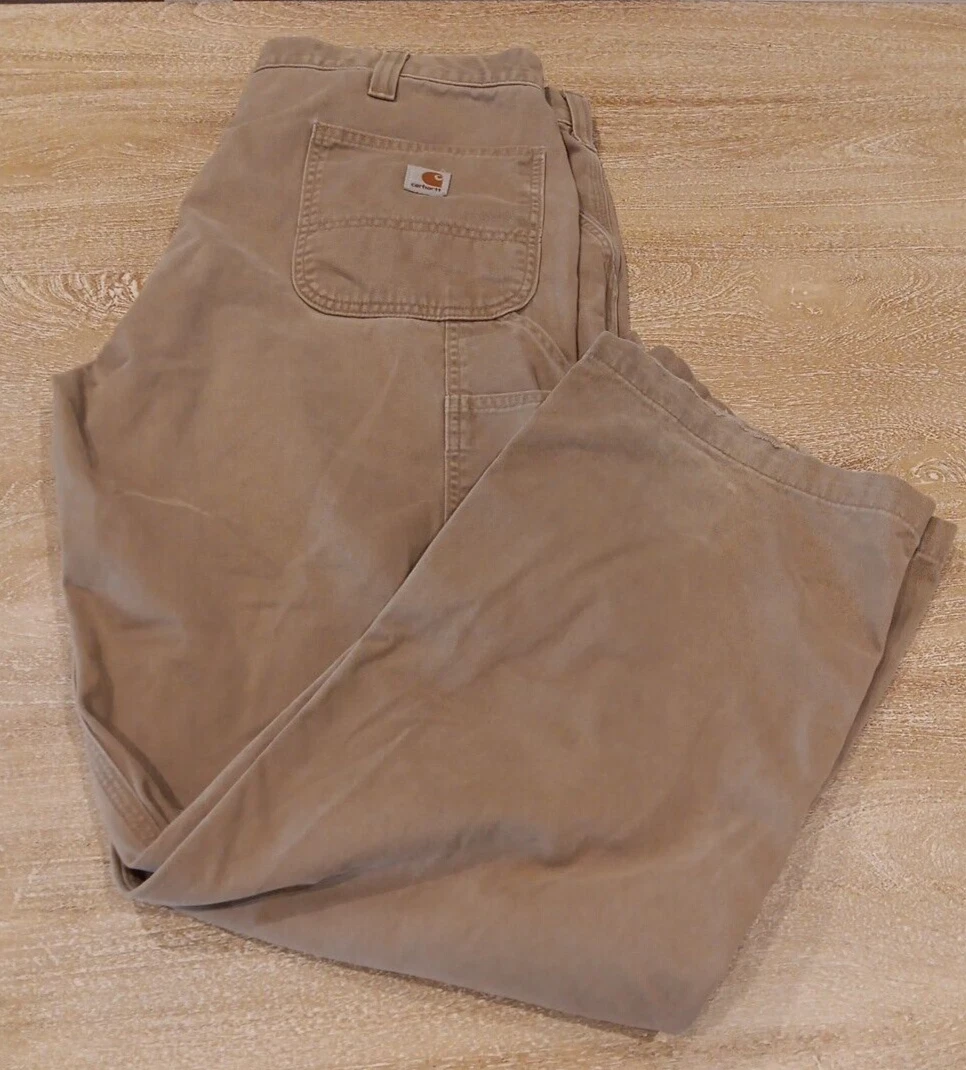 Carhartt Pants Mens 40 x 32 Carpenter Cargo Relaxed Cotton Tan Brown B324-DKH