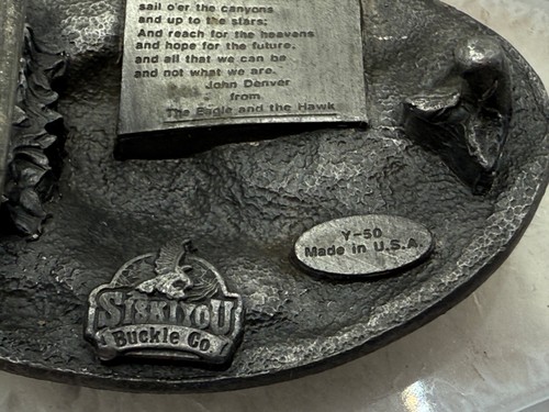 Vintage 1988 Siskiyou Pewter Eagle and Hawk Belt Buckle 3.25" x 2.75"--1202.25 - Picture 4 of 5