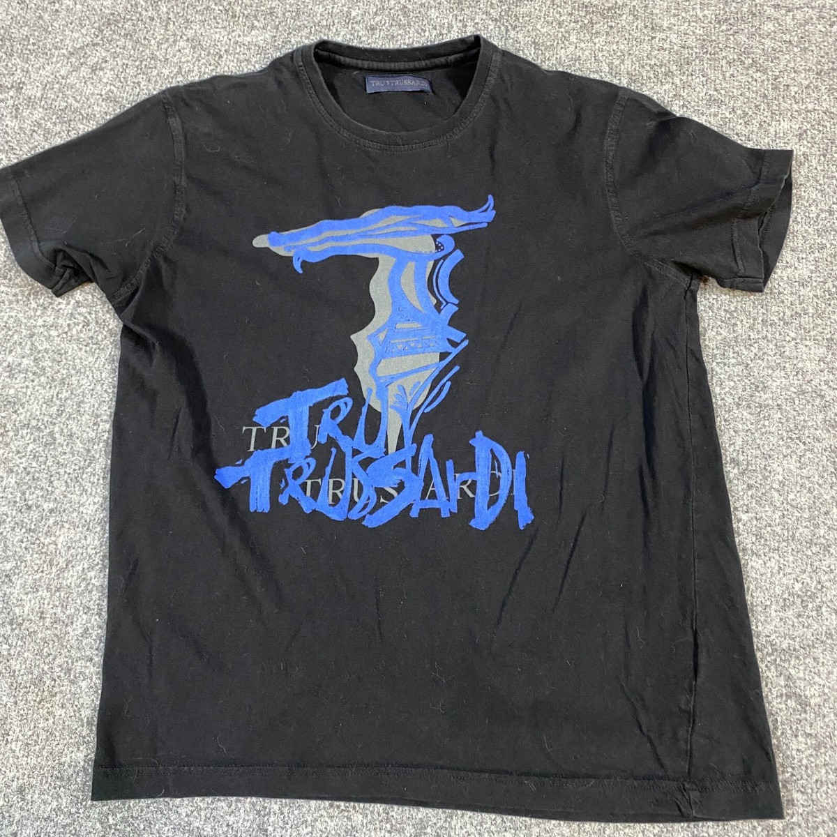 Trussardi T-shirt M Black Logo Spellout Cotton