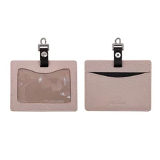 Genuine Leather Bicolour Business Card Cases Work ID Badge Holder with Lanyards