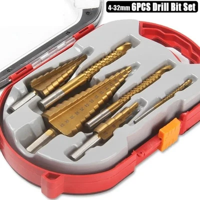 MARKENLOS 6Stück Stufenbohrer Fräsbohrer Kegelsenker Metallbohrer Satz Senker Set 4-32 mm