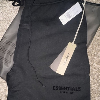 Essentials Fear of God Men's Black Fleece Logo Drawstring Pants Size S NWT