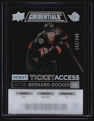 2021-22 UD Credentials #DTA-JB Jacob Bernard-Docker Debut Tix Acetate #/249