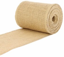 4 Natural Burlap Ribbon - Wired Edges - 10 Yards - Jute Burlap Fabric - 4 Inc...