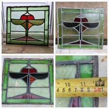 Antique Stained Glass Window Panel Vintage Old leaded glazed Deco style 