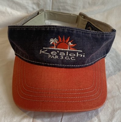 Ke alohi Par 3 Gold Course Hawaii Visor Hat Travel Souvenir Denim  Blue Orange