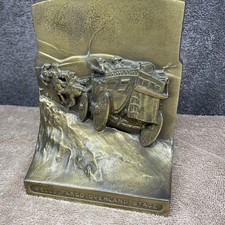 ⭐ Vintage Brass Wells Fargo Overland Stagecoach Advertising Bookend PMC 424B